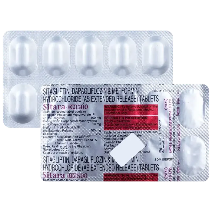 Sitara DM 10mg/500mg/100mg Tablet